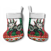 Mexico Christmas Stocking Cute Axolotl with Flag Style - Wonder Print Shop