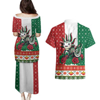 Mexico Christmas Couples Matching Puletasi and Hawaiian Shirt Cute Axolotl with Flag Style - Wonder Print Shop