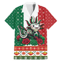 Mexico Christmas Family Matching Mermaid Dress and Hawaiian Shirt Cute Axolotl with Flag Style - Wonder Print Shop