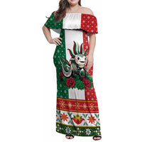 Mexico Christmas Family Matching Off Shoulder Maxi Dress and Hawaiian Shirt Cute Axolotl with Flag Style - Wonder Print Shop