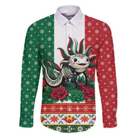 Mexico Christmas Family Matching Puletasi and Hawaiian Shirt Cute Axolotl with Flag Style - Wonder Print Shop