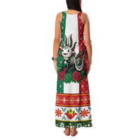 Mexico Christmas Family Matching Tank Maxi Dress and Hawaiian Shirt Cute Axolotl with Flag Style - Wonder Print Shop
