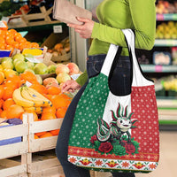 Mexico Christmas Grocery Bag Cute Axolotl with Flag Style - Wonder Print Shop