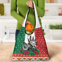 Mexico Christmas Grocery Bag Cute Axolotl with Flag Style - Wonder Print Shop
