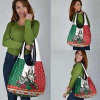 Mexico Christmas Grocery Bag Cute Axolotl with Flag Style - Wonder Print Shop