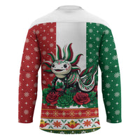 Mexico Christmas Hockey Jersey Cute Axolotl with Flag Style - Wonder Print Shop