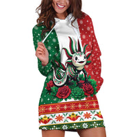Mexico Christmas Hoodie Dress Cute Axolotl with Flag Style - Wonder Print Shop