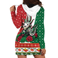Mexico Christmas Hoodie Dress Cute Axolotl with Flag Style - Wonder Print Shop