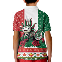 Mexico Christmas Kid Polo Shirt Cute Axolotl with Flag Style - Wonder Print Shop