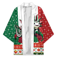 Mexico Christmas Kimono Cute Axolotl with Flag Style - Wonder Print Shop