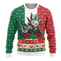 Mexico Christmas Ugly Christmas Sweater Cute Axolotl with Flag Style - Wonder Print Shop