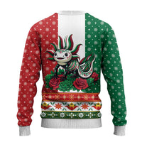 Mexico Christmas Ugly Christmas Sweater Cute Axolotl with Flag Style - Wonder Print Shop