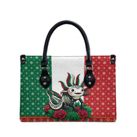 Mexico Christmas Leather Bag Cute Axolotl with Flag Style - Wonder Print Shop