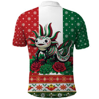 Mexico Christmas Polo Shirt Cute Axolotl with Flag Style - Wonder Print Shop