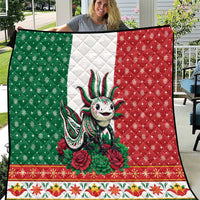 Mexico Christmas Quilt Cute Axolotl with Flag Style - Wonder Print Shop