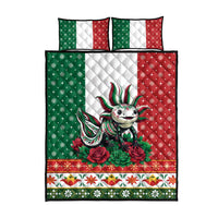 Mexico Christmas Quilt Bed Set Cute Axolotl with Flag Style - Wonder Print Shop