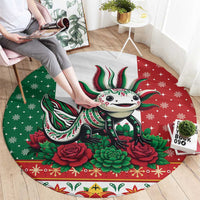 Mexico Christmas Round Carpet Cute Axolotl with Flag Style - Wonder Print Shop
