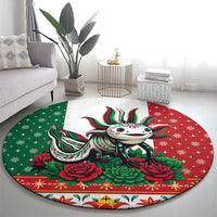 Mexico Christmas Round Carpet Cute Axolotl with Flag Style - Wonder Print Shop