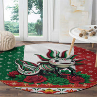 Mexico Christmas Round Carpet Cute Axolotl with Flag Style - Wonder Print Shop