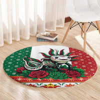 Mexico Christmas Round Carpet Cute Axolotl with Flag Style - Wonder Print Shop
