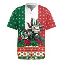 Mexico Christmas Rugby Jersey Cute Axolotl with Flag Style - Wonder Print Shop