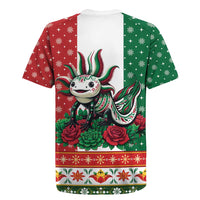 Mexico Christmas Rugby Jersey Cute Axolotl with Flag Style - Wonder Print Shop