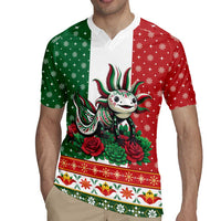 Mexico Christmas Rugby Jersey Cute Axolotl with Flag Style - Wonder Print Shop
