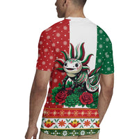 Mexico Christmas Rugby Jersey Cute Axolotl with Flag Style - Wonder Print Shop