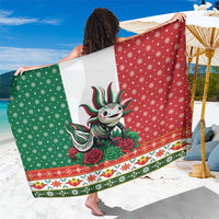 Mexico Christmas Sarong Cute Axolotl with Flag Style - Wonder Print Shop