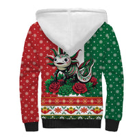 Mexico Christmas Sherpa Hoodie Cute Axolotl with Flag Style - Wonder Print Shop