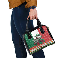 Mexico Christmas Shoulder Handbag Cute Axolotl with Flag Style - Wonder Print Shop