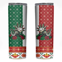 Mexico Christmas Skinny Tumbler Cute Axolotl with Flag Style - Wonder Print Shop