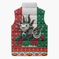 Mexico Christmas Sleeveless Puffer Jacket Cute Axolotl with Flag Style - Wonder Print Shop
