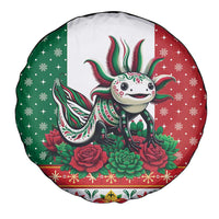 Mexico Christmas Spare Tire Cover Cute Axolotl with Flag Style - Wonder Print Shop