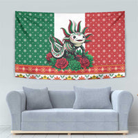 Mexico Christmas Tapestry Cute Axolotl with Flag Style - Wonder Print Shop