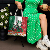 Mexico Christmas Tote Bag Cute Axolotl with Flag Style - Wonder Print Shop