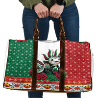 Mexico Christmas Travel Bag Cute Axolotl with Flag Style - Wonder Print Shop