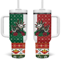 Mexico Christmas Tumbler With Handle Cute Axolotl with Flag Style - Wonder Print Shop