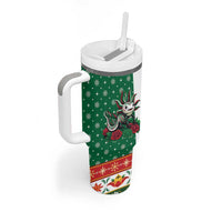 Mexico Christmas Tumbler With Handle Cute Axolotl with Flag Style - Wonder Print Shop