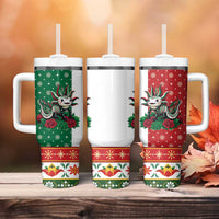 Mexico Christmas Tumbler With Handle Cute Axolotl with Flag Style - Wonder Print Shop