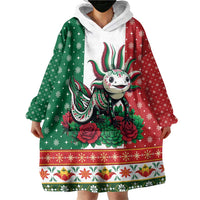 Mexico Christmas Wearable Blanket Hoodie Cute Axolotl with Flag Style - Wonder Print Shop