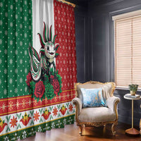 Mexico Christmas Window Curtain Cute Axolotl with Flag Style - Wonder Print Shop