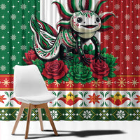 Mexico Christmas Window Curtain Cute Axolotl with Flag Style - Wonder Print Shop