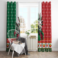 Mexico Christmas Window Curtain Cute Axolotl with Flag Style - Wonder Print Shop