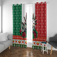 Mexico Christmas Window Curtain Cute Axolotl with Flag Style - Wonder Print Shop