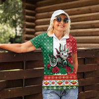 Mexico Christmas Women Polo Shirt Cute Axolotl with Flag Style - Wonder Print Shop