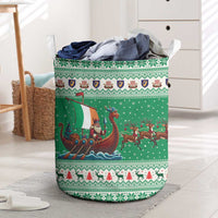 Ireland Viking Santa Christmas Laundry Basket Funny Reindeer Norse Xmas - Wonder Print Shop