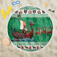 Ireland Viking Santa Christmas Beach Blanket Funny Reindeer Norse Xmas - Wonder Print Shop