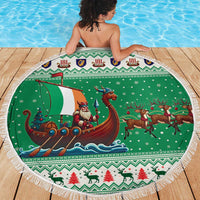 Ireland Viking Santa Christmas Beach Blanket Funny Reindeer Norse Xmas - Wonder Print Shop