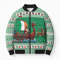 Ireland Viking Santa Christmas Bomber Puffer Jacket Funny Reindeer Norse Xmas - Wonder Print Shop
